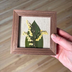 Lily of the Valley pressed flower gift - May Flower of the month - Dried Flower Art - Unique Birthday flower custom framed pressed flower