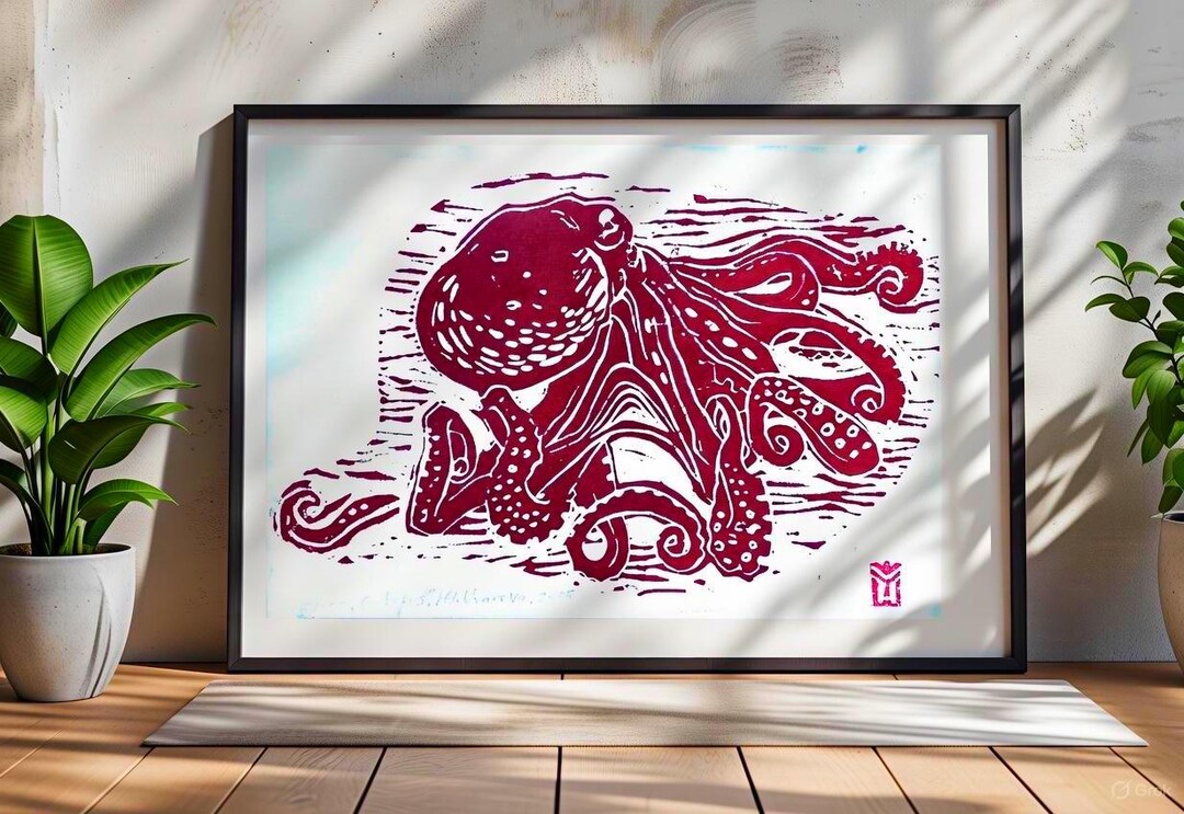 Octopus Linocut Print Terracotta Sea Life Wall Art A4 Etsy octopus-linocut-print-terracotta-sea-life-wall-art-a4-etsy