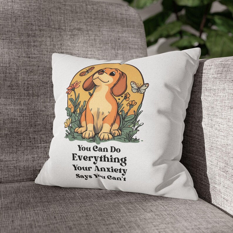 Cute Dachshund Pillow, You Can Do Everything, Mental Health Gifts, Cozy