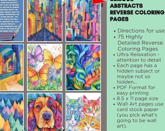 Abstract Reverse Coloring Pages – 75 Detailed Designs (PDF Pattern)