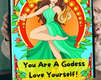 Goddess Adult Coloring Book, Self-Love, Mindfulness (PDF Pattern)