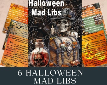 Halloween Mad Libs, Kids Educational Game (Digital Download)