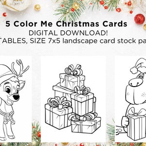 Color Me - Christmas Cards, Coloring Christmas, Christmas Cards to color, holiday craft, DYI cards, kids activity,