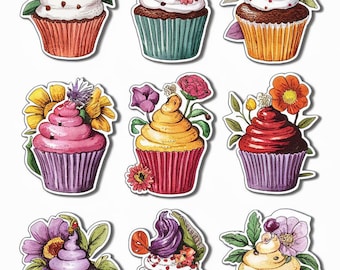 Children's Cupcake, Bear, and Animal Stickers (Digital Download)