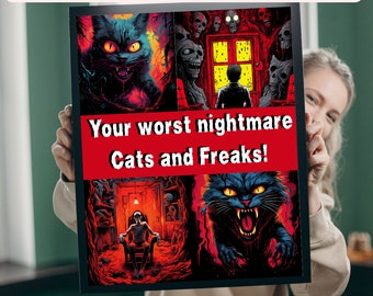 Scary Cats and Freaks Adult Coloring Book – Horror Designs