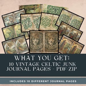 Vintage Celtic Junk Journal Pages,Celtic Art,Irish heritage scrapbook, Gaelic inspired art,Celtic knotwork, designs,Medieval Celtic patterns