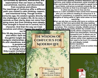 Confucius Wisdom Journal, 33-Day Mindfulness Reflection (PDF Download)