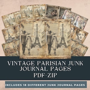 Vintage Parisian Junk Journal Pages,vintage junk journal,Parisian, Paris, scrapping,junk journal supplies, DIY craft materials,travel themed