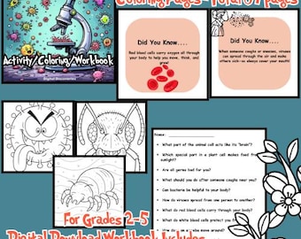 Biology Workbook, STEM Activity, Coloring Pages, Grades 2-5 (Digital Download)