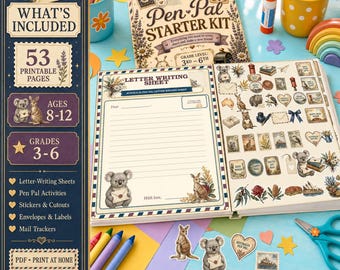 Australia Pen Pal Starter Kit – Printable Letter Writing Pages, Activities, Stickers (Digital Download)