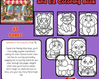 Cozy Pet Shop Coloring Book, K-2nd Grade, Adopt-A-Pet Certificate (Digital Download)