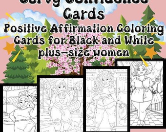 Curvy Confidence Coloring Cards, Positive Affirmations for Women