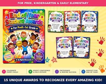 End of Year Student Awards Bundle – PreK-1st Grade Printable Certificates (Digital Download)