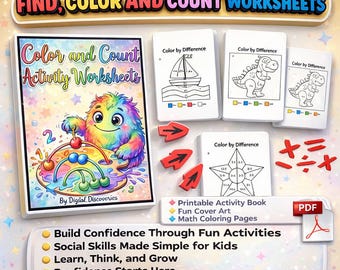 Color and Count Worksheets, Math Activities, Find Pages (PDF Download)