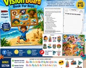 Summer Vacation Vision Board Book For Boys, Creative Activity, 2000+ Clipart (Digital Download)