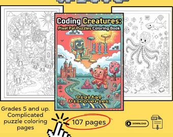 Coding Creatures Pixel Art Coloring Book, Ages 8-14 (PDF Download)