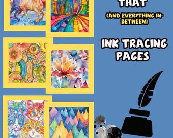 Ink Tracing Art Book: Relaxing Designs, Printable Pages (PDF)