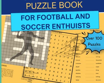 Football Soccer Puzzle Book, Crosswords, Trivia, Word Scramble
