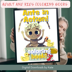 Ants in Action coloring book for children, insects, ants, insects coloring book, ants coloring book, insect lover, ants lovers,