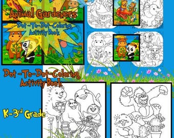 Animal Gardeners Dot-to-Dot Coloring Book, K-3rd Grade