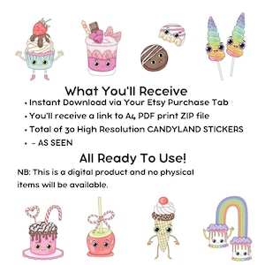 Süße Leckereien-Candyland Aufkleber, Candyland Aufkleber, Kinder Belohnung Aufkleber, Candy Sticker, Spaß Aufkleber,