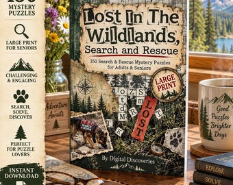 Lost in the Wildlands Search & Rescue Puzzles | 150 Large Print Mystery Cases (Digital PDF)