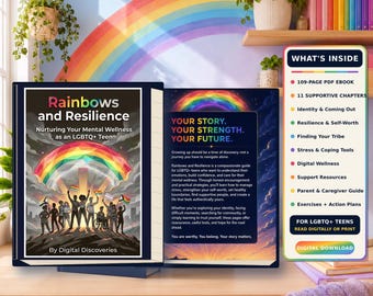 Rainbows and Resilience LGBTQ+ Teen Mental Wellness Ebook, Queer Youth Self-Care Guide PDF
