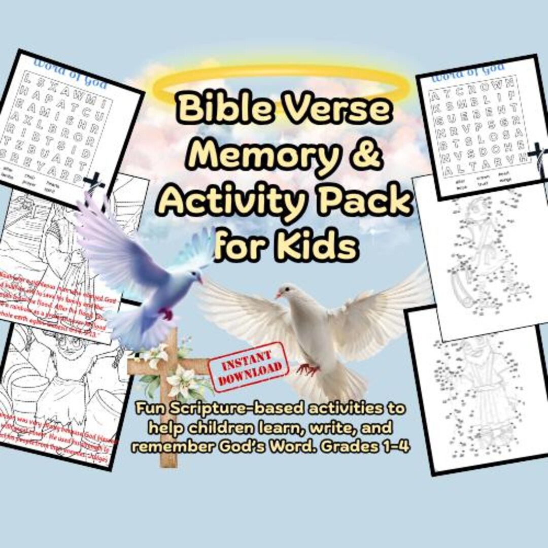 Bible Verse Memory Activity Pack for Kids, Christian Homeschool (PDF ...