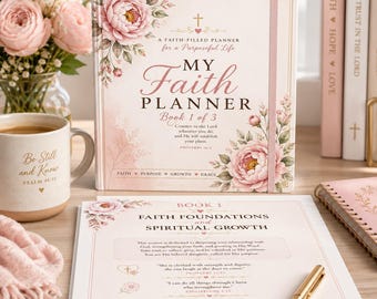 Christian Faith Planner for Women, Floral Bible Study Journal, Prayer Book 1-150 pages.  ORIGINAL personally designed no other like this one