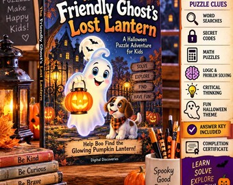 Friendly Ghost's Lost Lantern Halloween Puzzle Adventure – 20 Clues, Logic Games (Digital PDF)