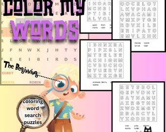 Coloring Word Search Puzzles – Grades 1-3 (PDF Pattern)
