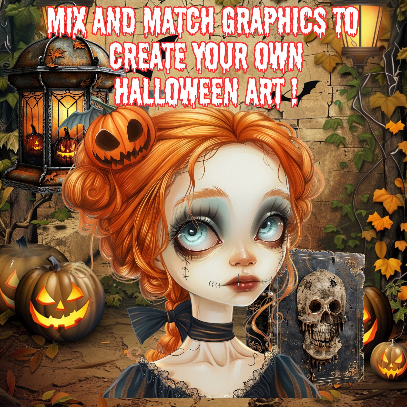 Halloween Clip Art Set – Witches, Pumpkins, & Spooky Characters (300 ...