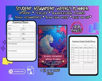 Student Weekly Planner Printable – Homework & Study Tracker (Grades 4-12) (PDF Download)