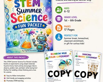STEM Summer Science Fun Packet – 17 Hands-On Experiments for Kids (Digital Download)