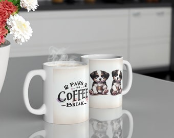 Paws for Coffee Cute Puppy Ceramic Mug, 11oz