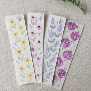 Set of 4 Hand Painted original watercolor floral bookmarks, gift for book lover, watercolor florals, watercolor bookmarks, original gift