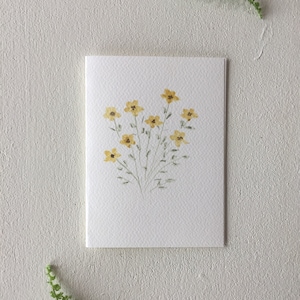 Hand-Painted Yellow Floral Watercolor Greeting Card: Blank Wildflower Card