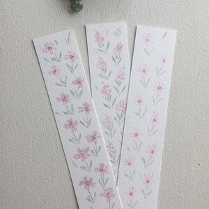 Hand Painted pink watercolor floral bookmarks, set of 3, gift for book lover, watercolor florals, watercolor bookmarks, original gift