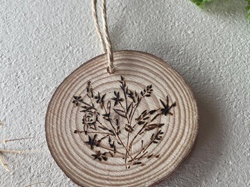 Hand painted floral watercolor circular clay ornament 2.5 inches - Gift for mom, summer floral, floral clay gift tag, watercolor flowers