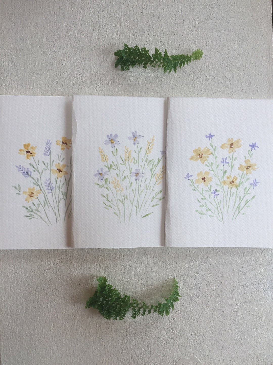 Hand Painted Floral Watercolor Cards: Set of 3 Blank Greeting Cards ...
