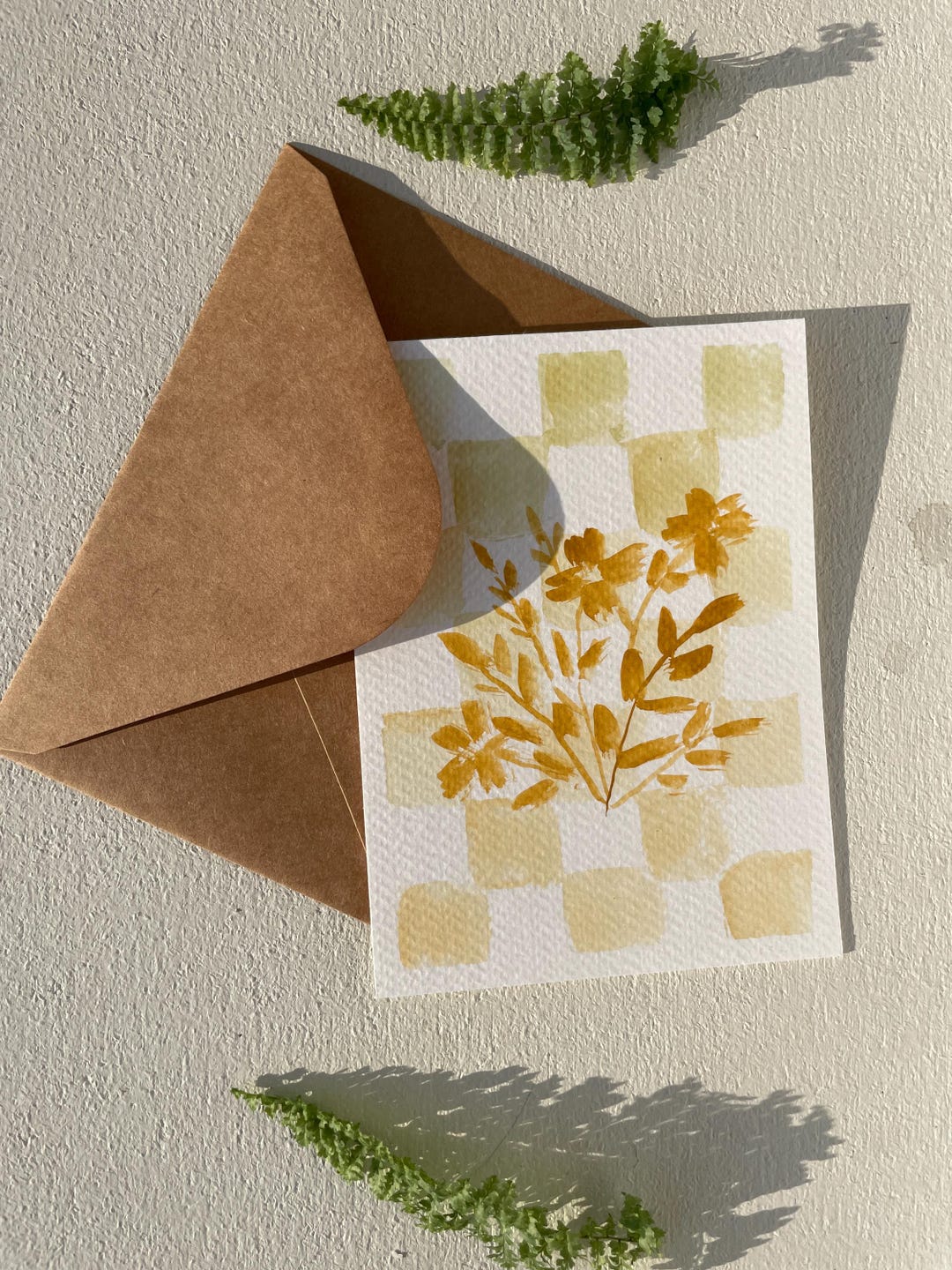 Handmade Yellow Watercolor Floral Card: Blank Greeting Card, Mother's ...