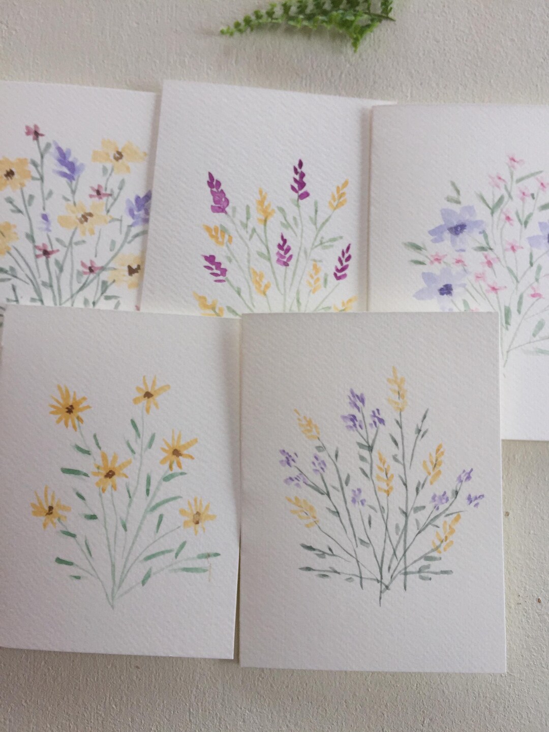 Hand Painted Watercolor Floral Cards - Set of 5 Blank Greeting Cards ...