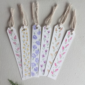 Set of Hand Painted original watercolor floral bookmarks, gift for book lover, watercolor florals, watercolor bookmarks, original gift