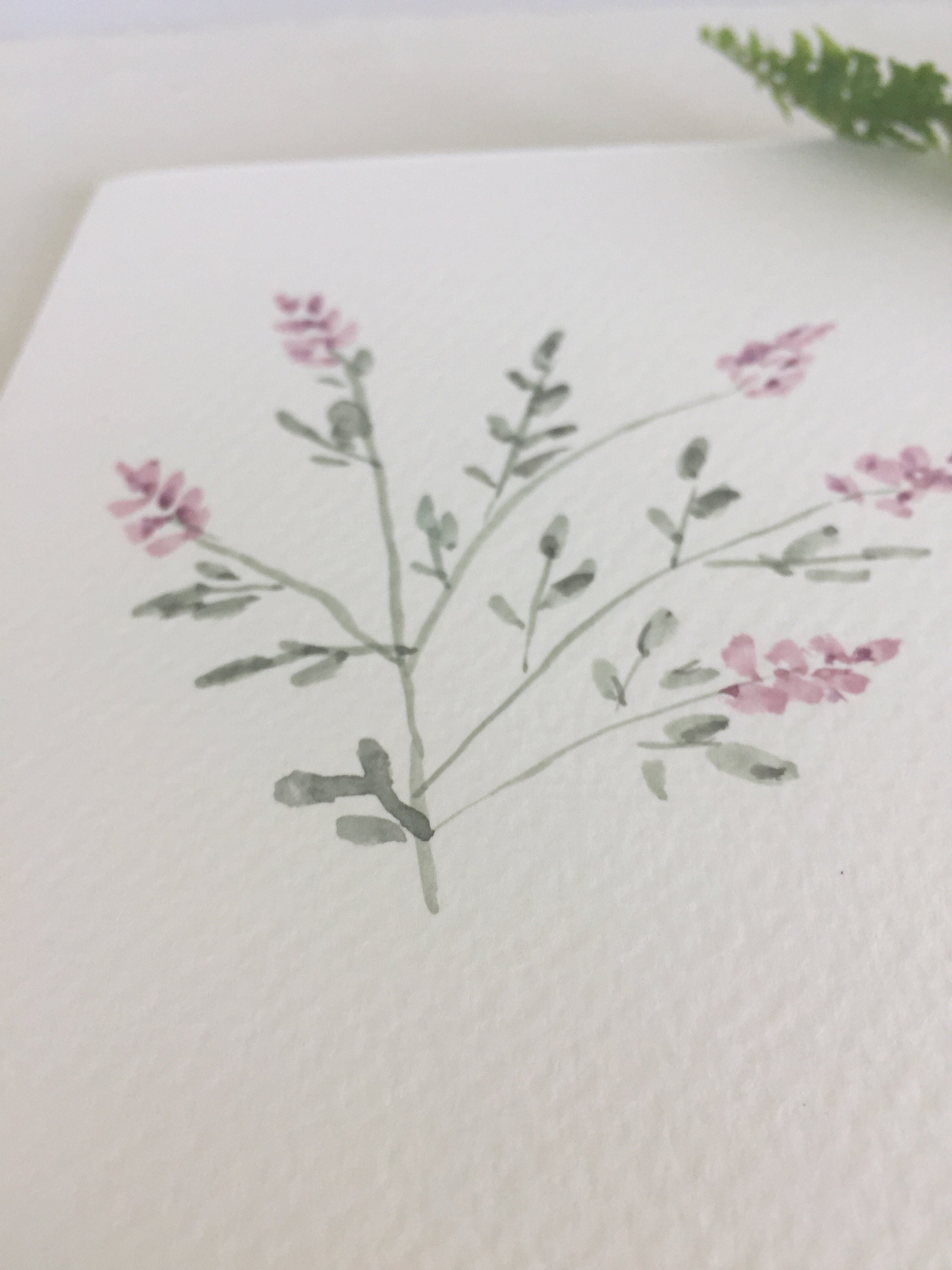 Hand Painted Watercolor Floral Card: Blank Greeting Card With Kraft ...