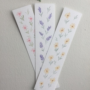 Hand Painted original watercolor floral bookmarks, set of 3, gift for book lover, watercolor florals, watercolor bookmarks, original gift