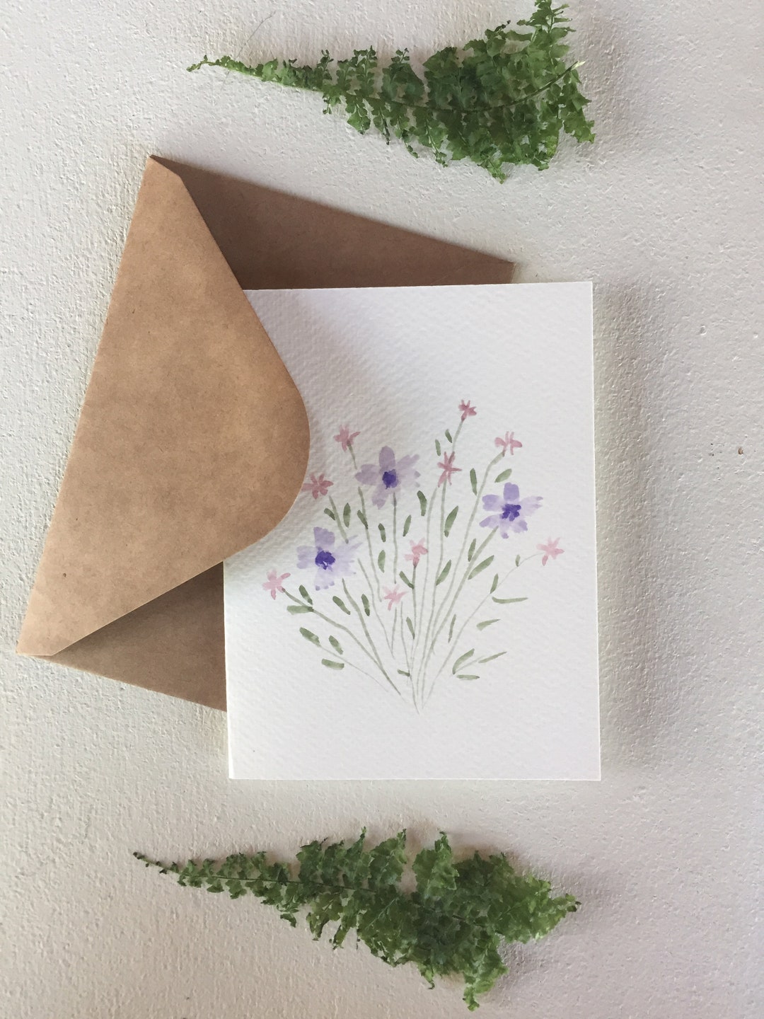 Hand Painted Original Watercolor Floral Bouquet Greeting Card - Blank ...