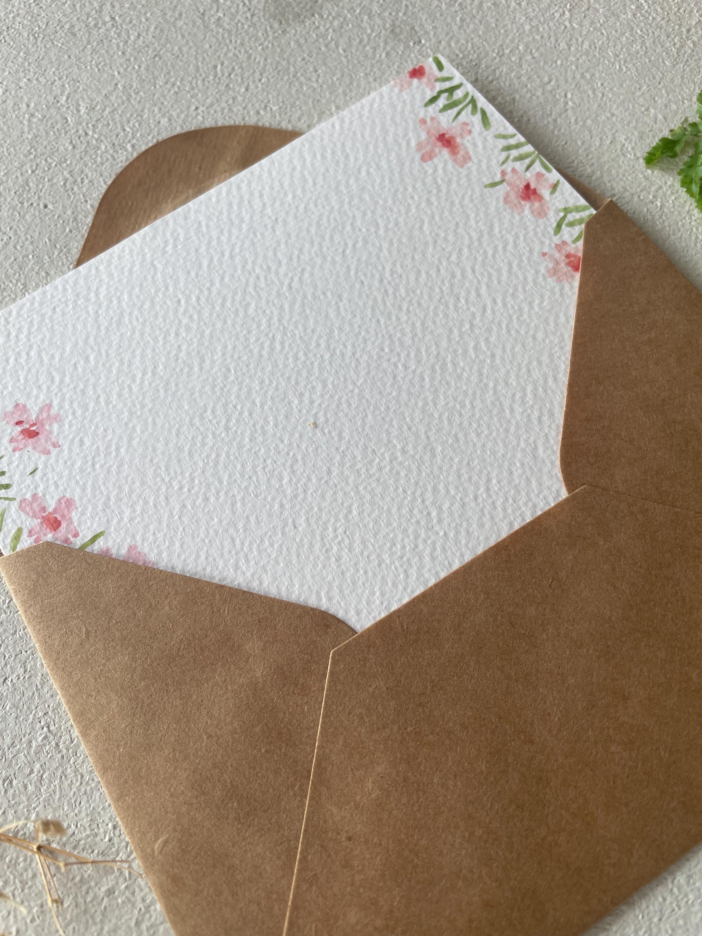 Hand Painted Watercolor Floral Card: Pink Wildflower Blank Note With ...