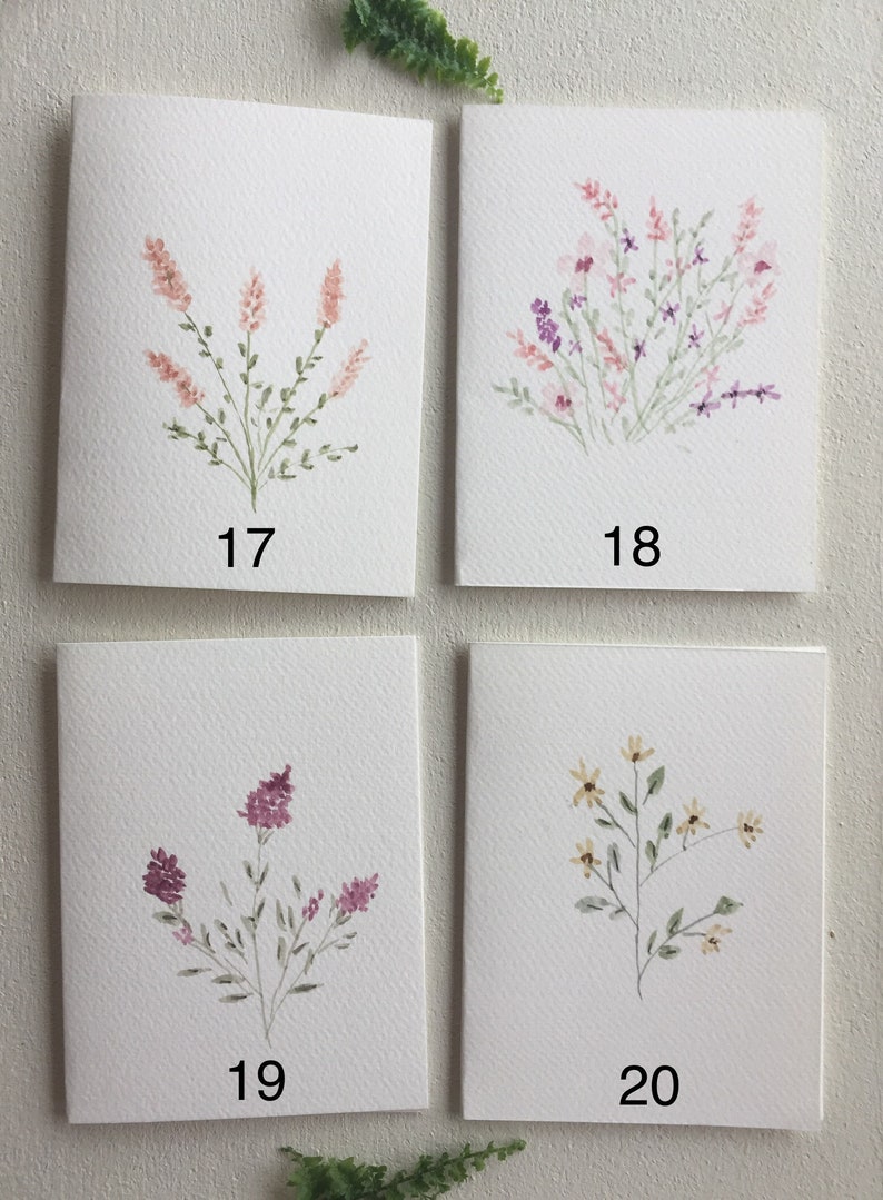 Set of 10 Hand Painted Original Watercolor Floral Greeting Cards Blank ...