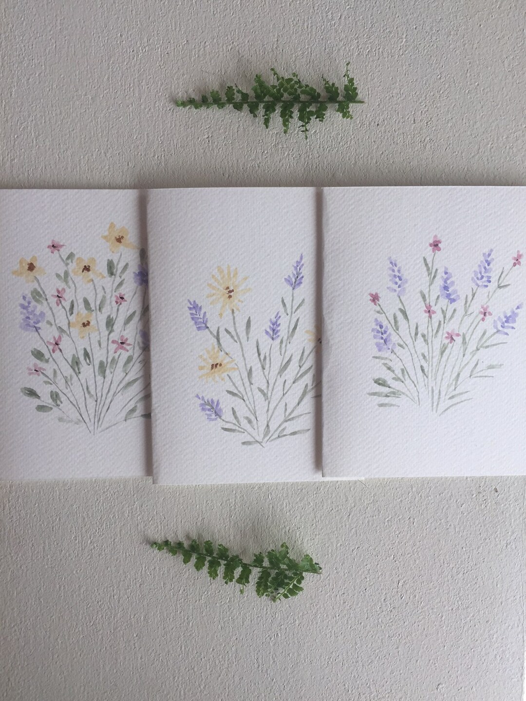 Hand Painted Watercolor Floral Cards: Set of 3 Blank Notes, Mother's ...
