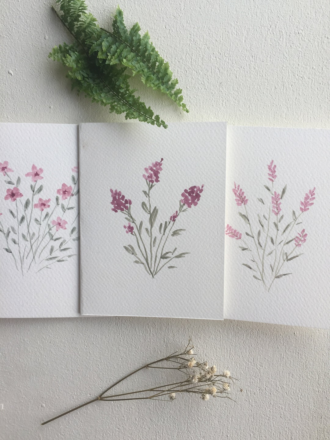 Hand Painted Floral Watercolor Card Set: Blank Greeting Cards, Mother's ...